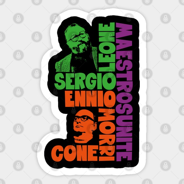 Sergio Leone and Enio Morricone - Spaghetti Western Sticker by Boogosh